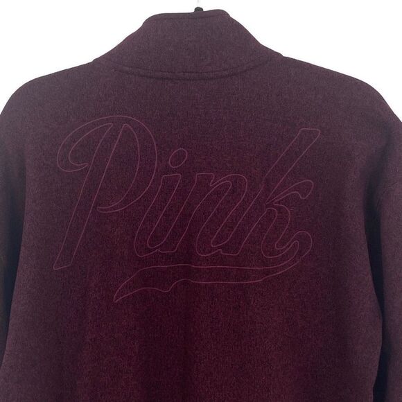 Pink‎ Victoria’s Secret 1/4 Zip Pullover Fleece Jacket Burgundy Medium - Picture 6 of 10